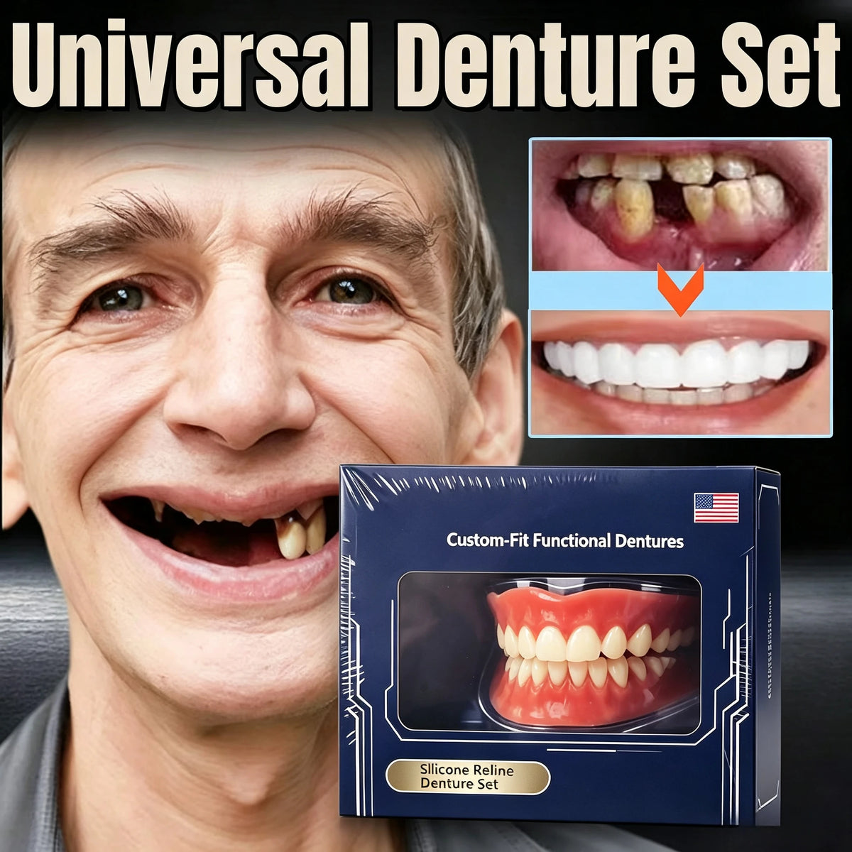 Custom-Fit Silicone Denture Set for Natural Smile & Comfortable Daily Use