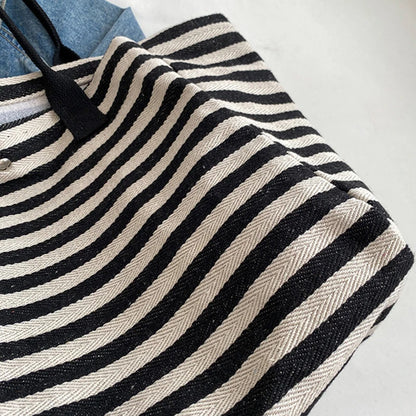 Luxury Casual Striped Canvas Tote