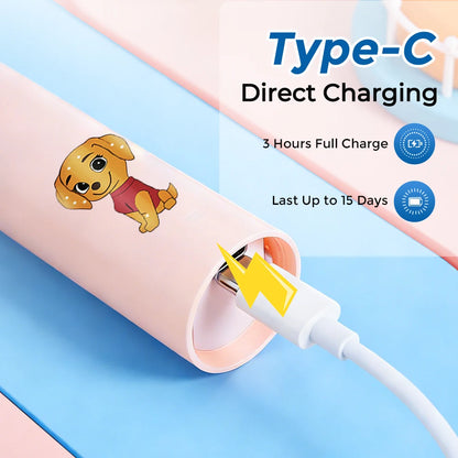 Kids Rechargeable Electric Toothbrush with 4 Replacement Heads & Timer