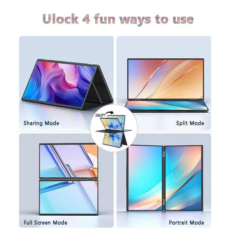 14" Dual Screen Portable Laptop Monitor - 1.2K 1920x1200 IPS Triple Display - 3
