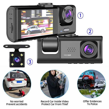 Dual Lens Dash Cam: 1080P HD Car Camera with Night Vision & Loop Recording