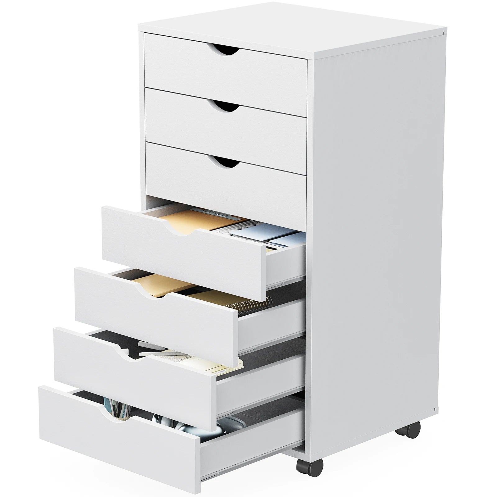 7-Drawer Rolling Storage Dresser - Mobile Wood Cabinet for Office & Bedroom - 14