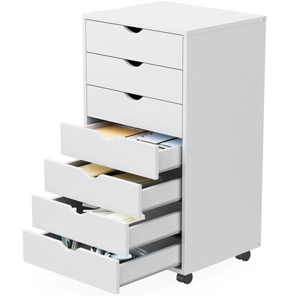 7-Drawer Rolling Storage Dresser - Mobile Wood Cabinet for Office & Bedroom
