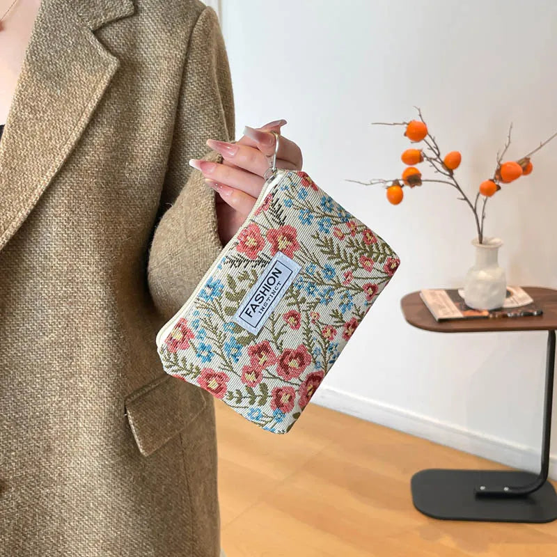 Luxury Retro Floral Canvas Clutch