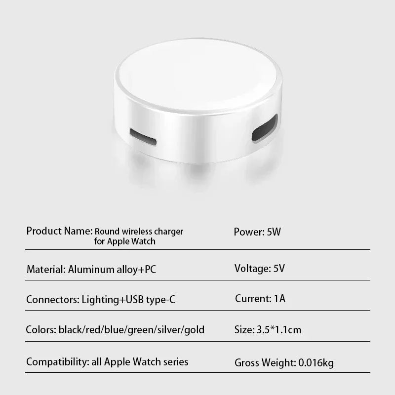 Portable Magnetic Wireless Charger for Apple Watch Series 1-10 & Ultra - 16