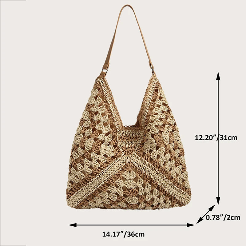 Luxury Woven Straw Beach Bag