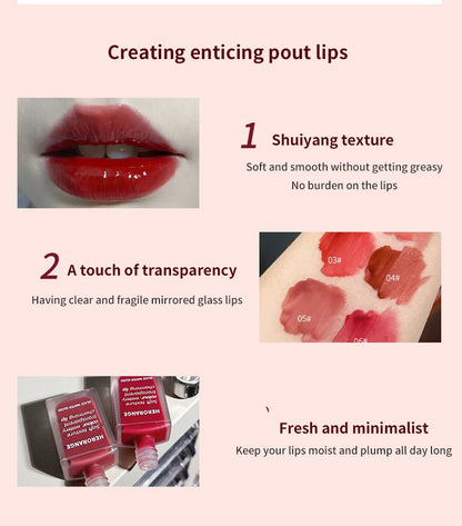 Glass-Like Lip Lacquer - Mirror Shine Hydrating Long-Lasting Lipstick