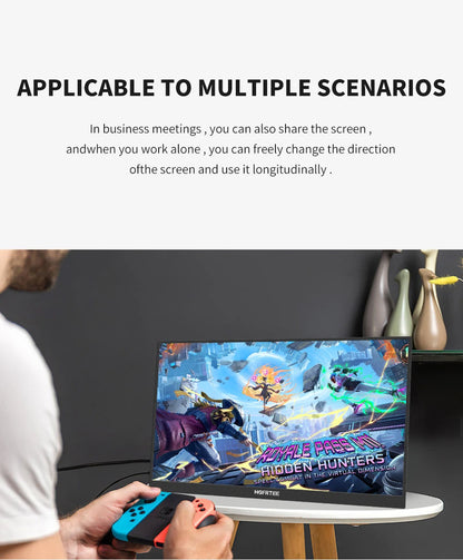15.6" FHD Portable Monitor - IPS Gaming Laptop Display with USB-C & HDMI