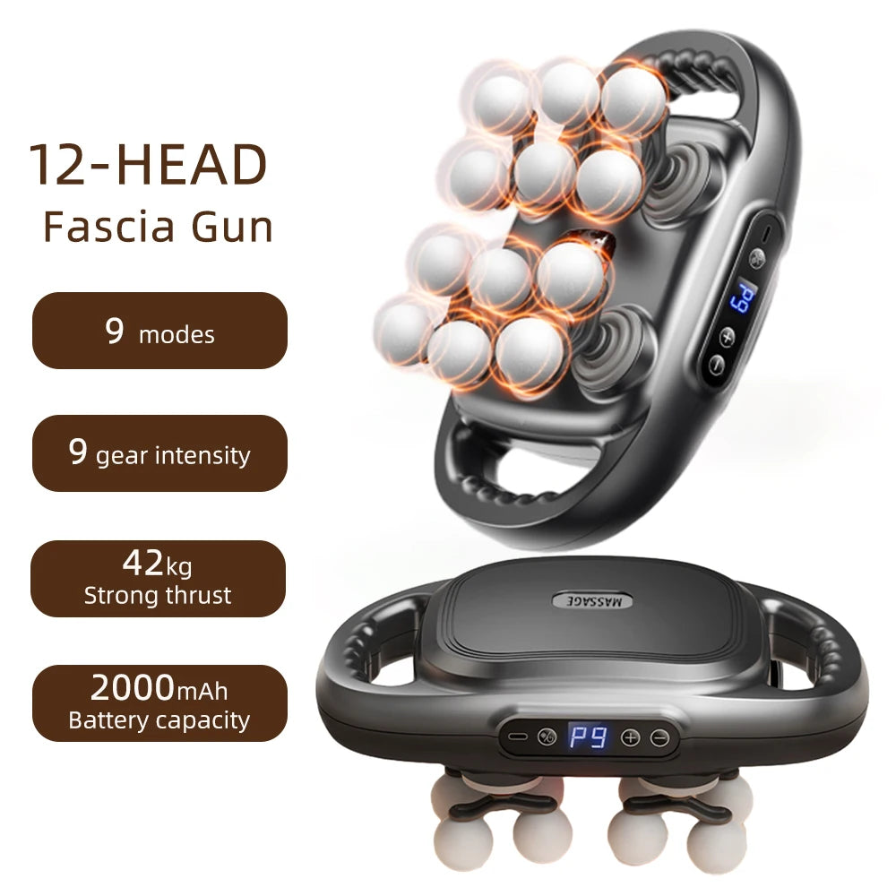 12-Head Deep Tissue Massage Gun for Full Body Relief - 19
