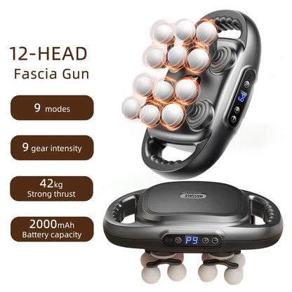 12-Head Deep Tissue Massage Gun for Full Body Relief