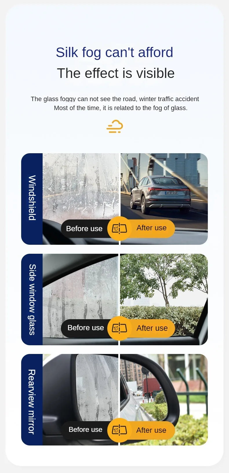 Car Glass Rain Repellent & Anti-Fog Spray Coating