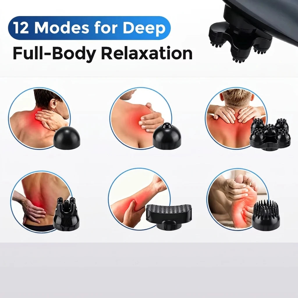 Electric Dolphin Percussion Body Massager with 6 Interchangeable Heads