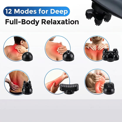 Electric Dolphin Percussion Body Massager with 6 Interchangeable Heads