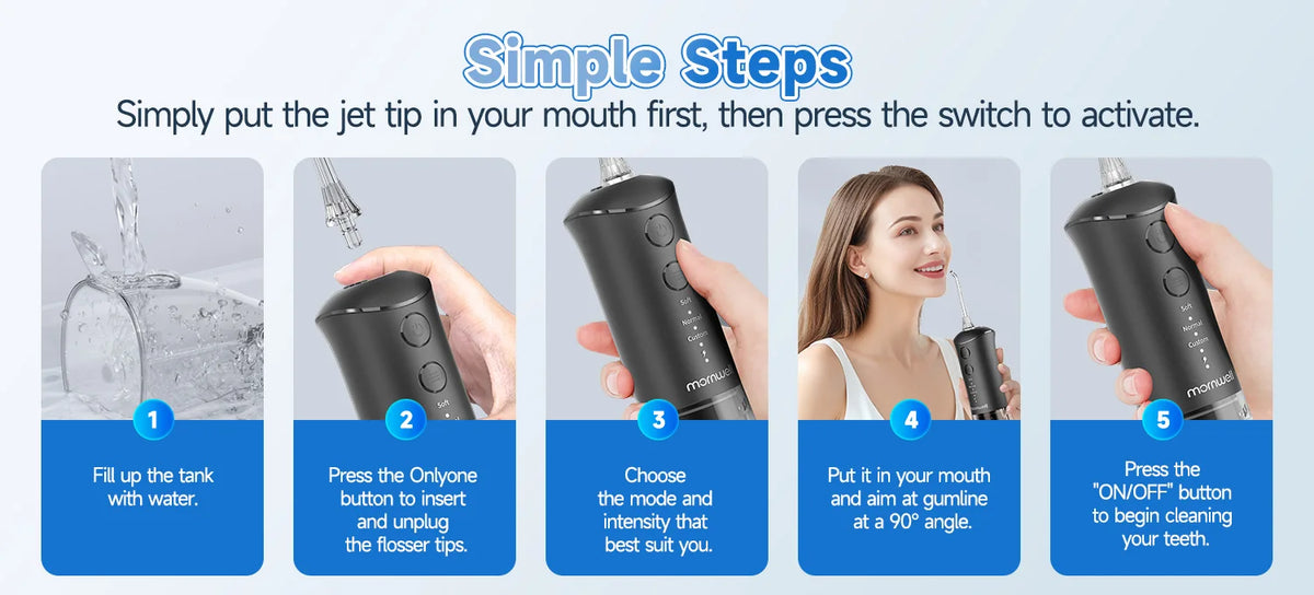 Portable Rechargeable Oral Irrigator - 300ml Water Flosser with 3 Cleaning Modes