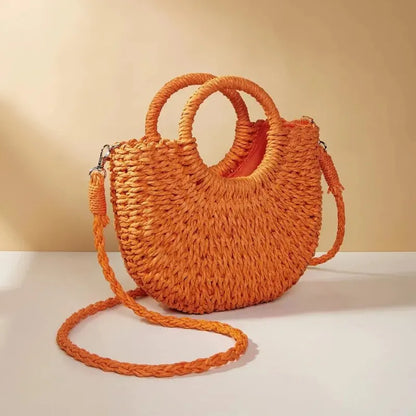 Luxury Half-Moon Straw Bag