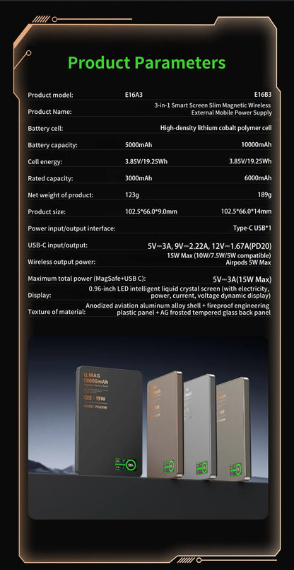 Magnetic Wireless Power Bank 5000mAh/10000mAh for iPhone 16-12 & Watch