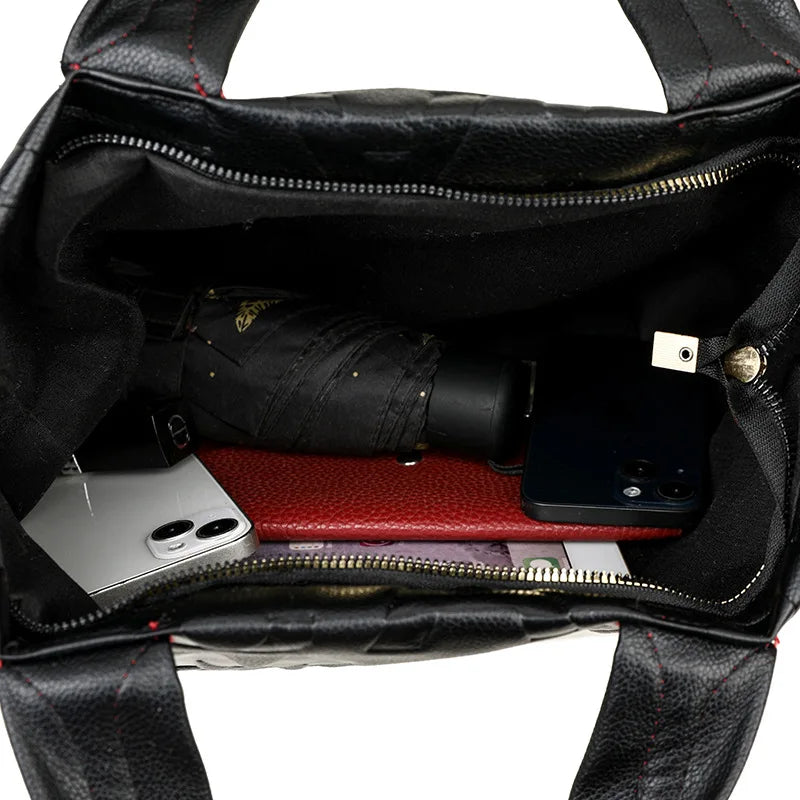 Luxury Contrast Leather Tote