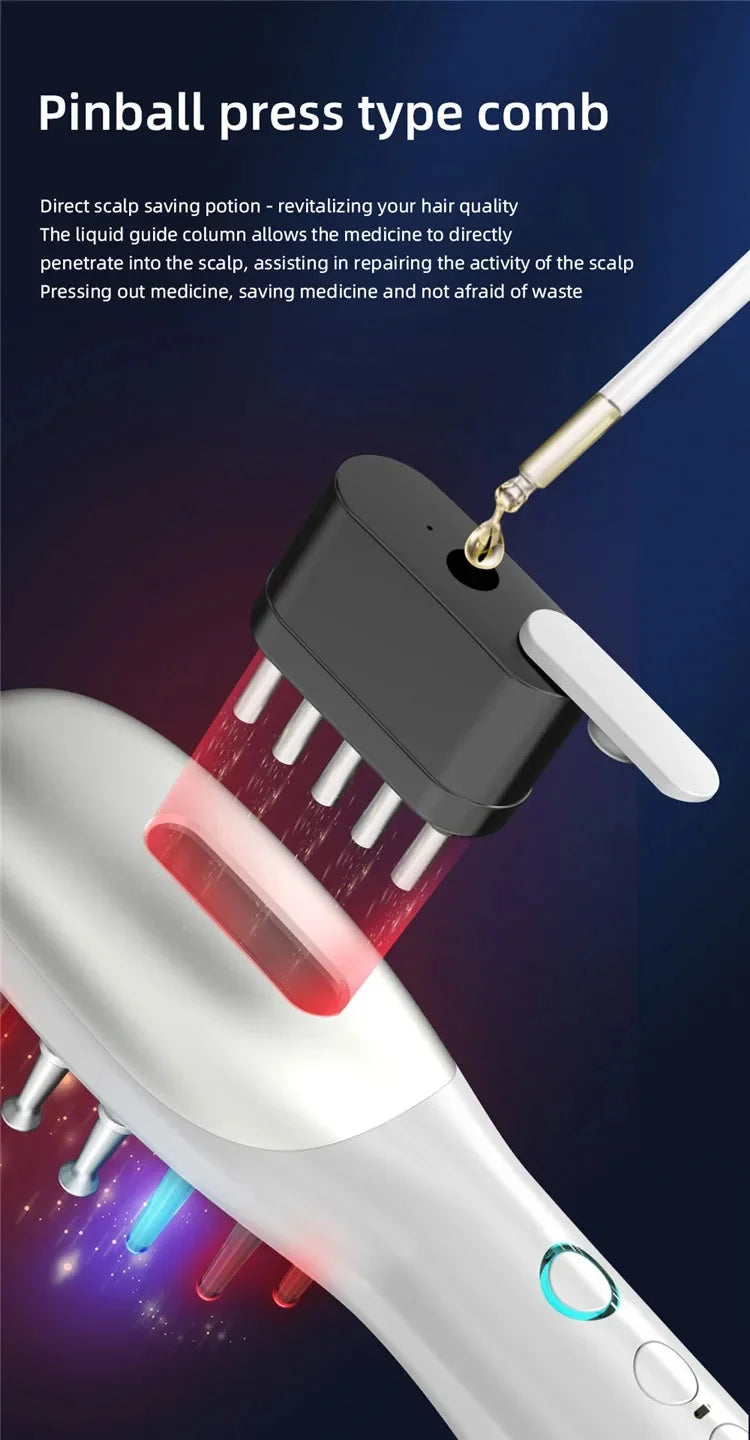 Electric Scalp Massager Comb with LED Light & Hair Oil Applicator