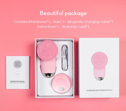 Sonic Electric Silicone Facial Cleansing Brush – Waterproof Skin Exfoliator