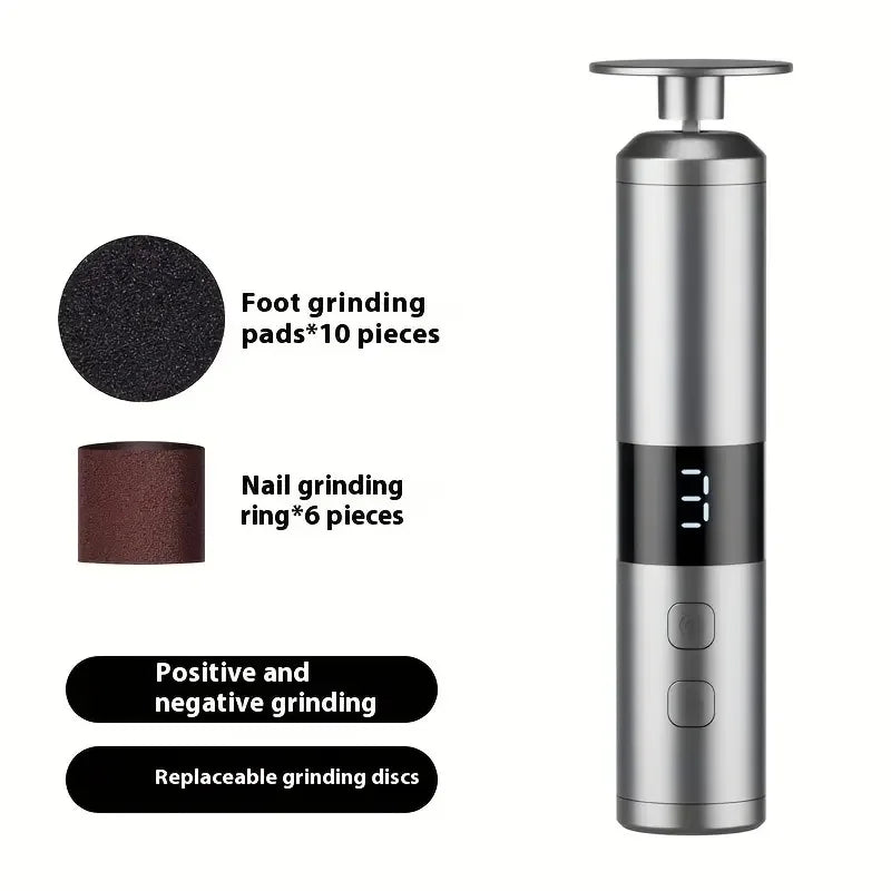Electric Foot Callus Remover & Nail Polisher Set - 3-Speed Rechargeable Pedicure Tool - 13
