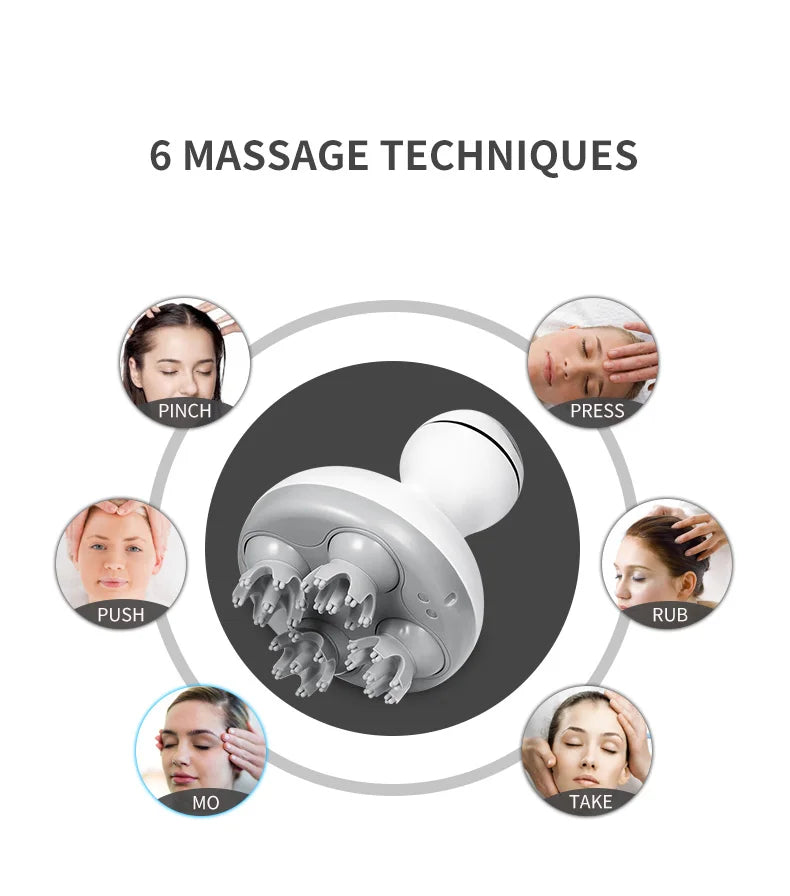 Electric Scalp Massager - Waterproof Handheld Head Scratcher for Stress Relief