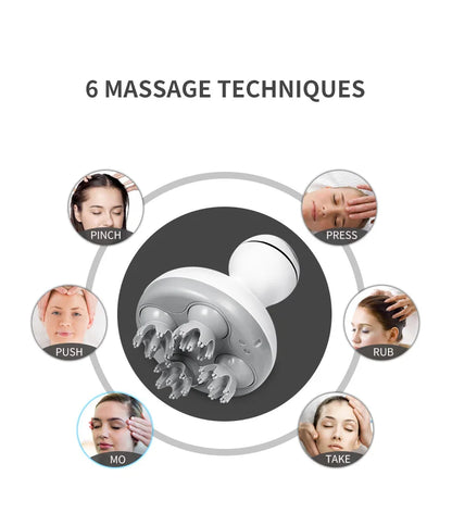 Electric Scalp Massager - Waterproof Handheld Head Scratcher for Stress Relief