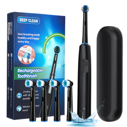 Rechargeable Rotating Electric Toothbrush with 5 Cleaning Modes and 2-Minute Timer