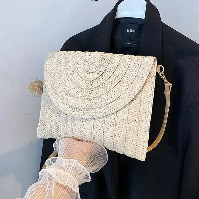 Luxury Woven Straw Beach Clutch