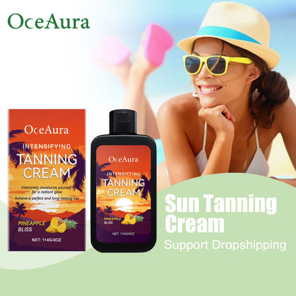 Natural Tanning Accelerator Cream for Sunbed & Outdoor Deep Bronze Glow