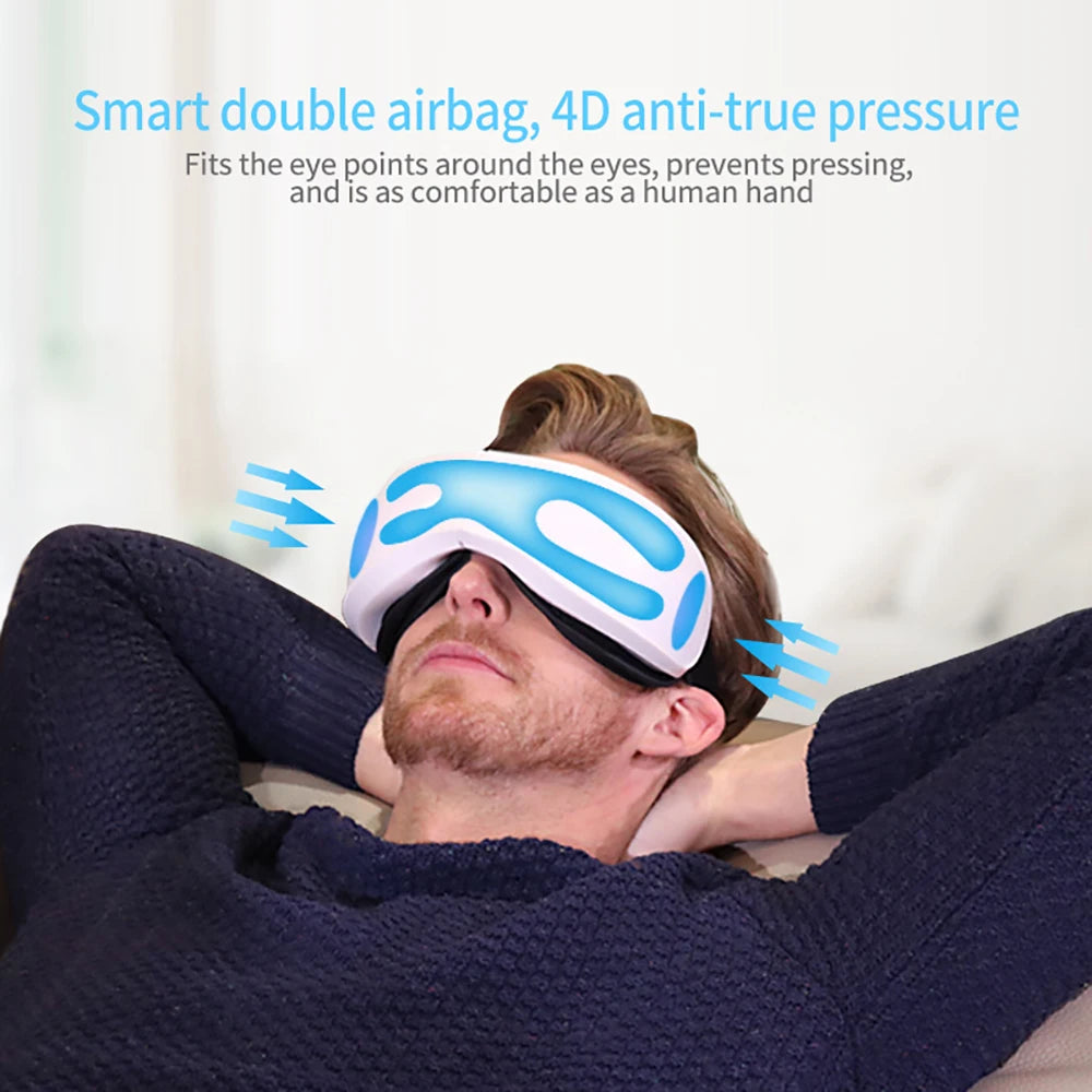 6D Smart Bluetooth Eye Massager with Heat & Air Pressure for Eye Fatigue