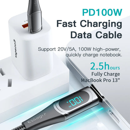 Essager 100W USB-C to USB-C Fast Charging Cable with LED Display
