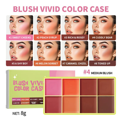 8-Color Cream Blush & Highlighter Palette | Long-Lasting Glow