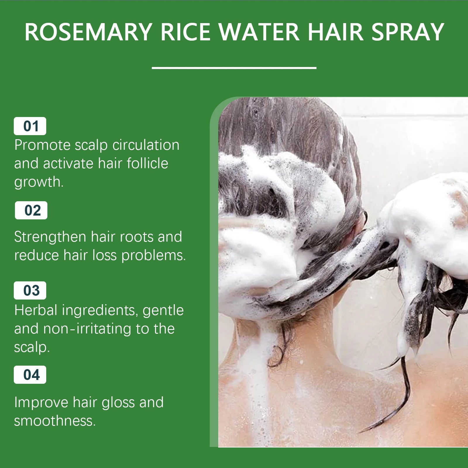Rosemary Rice Water Hair Growth Spray - Leave-In Conditioner for Damaged Hair - 15