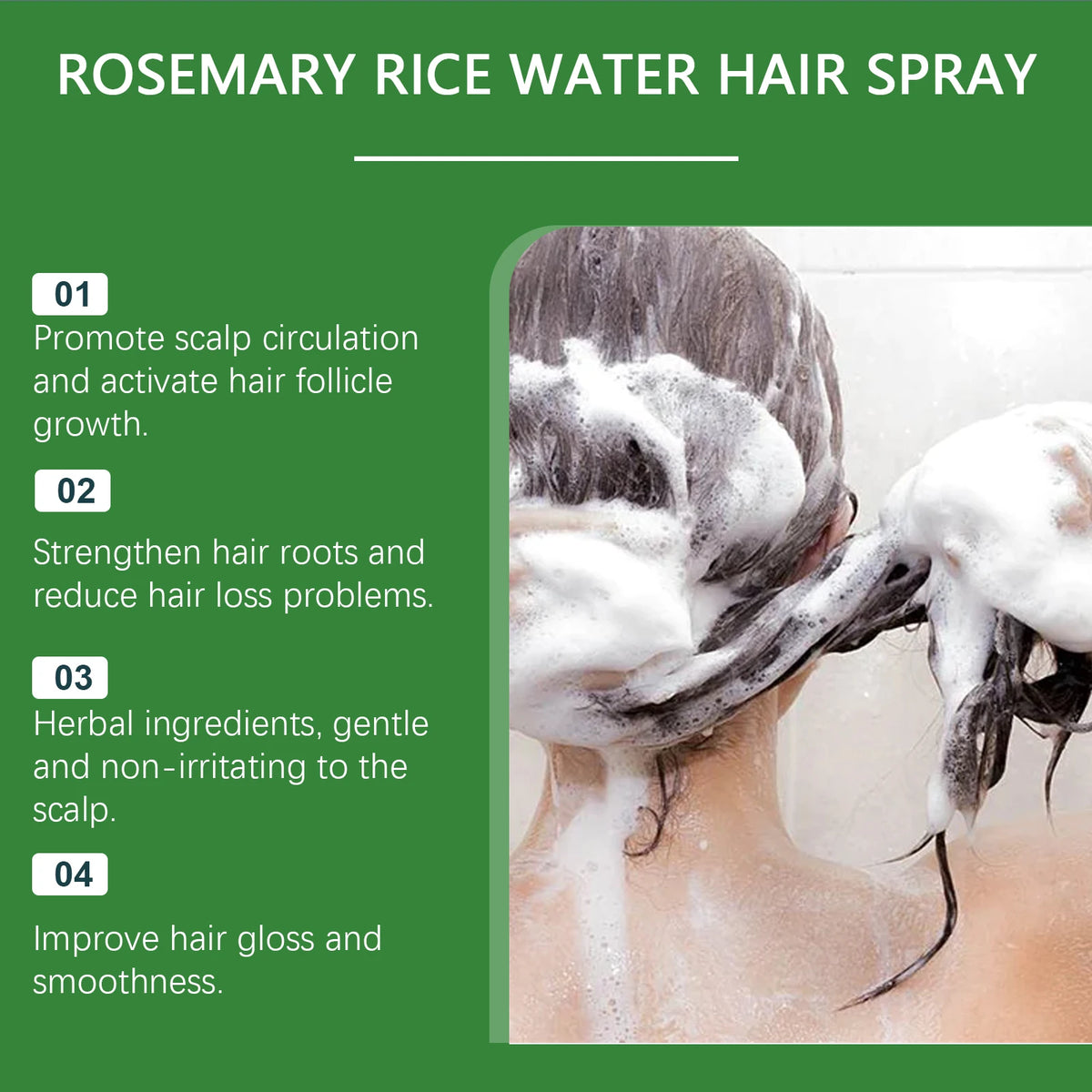 Rosemary Rice Water Hair Growth Spray - Leave-In Conditioner for Damaged Hair