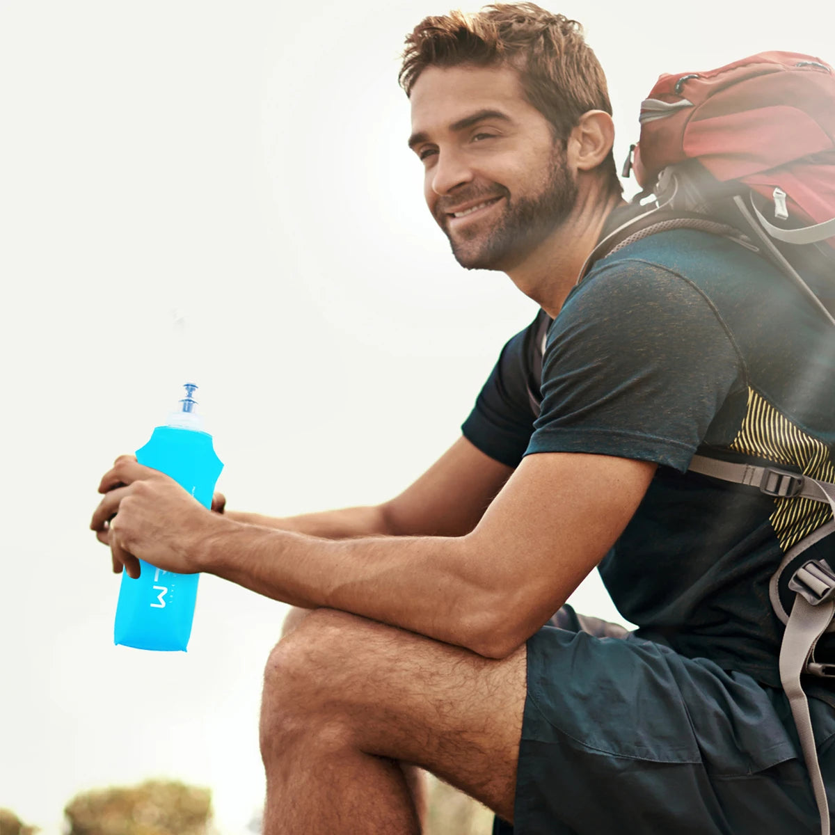 Collapsible Soft Water Bottle - BPA-Free Silicone Flask for Running & Hiking
