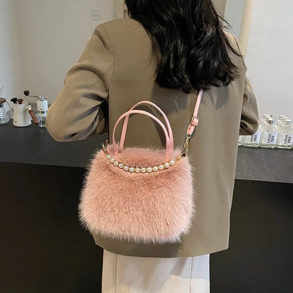 Luxury Plush Pearl Handbag