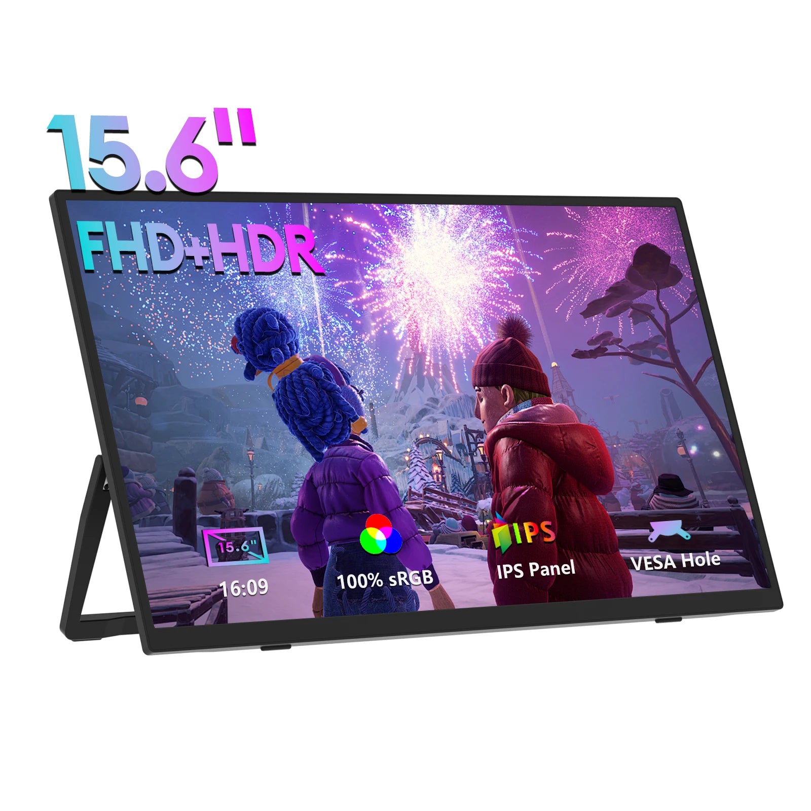 15.6" Ultra-Slim Portable Monitor FHD 1080P IPS 100% sRGB Laptop Second Screen - 1