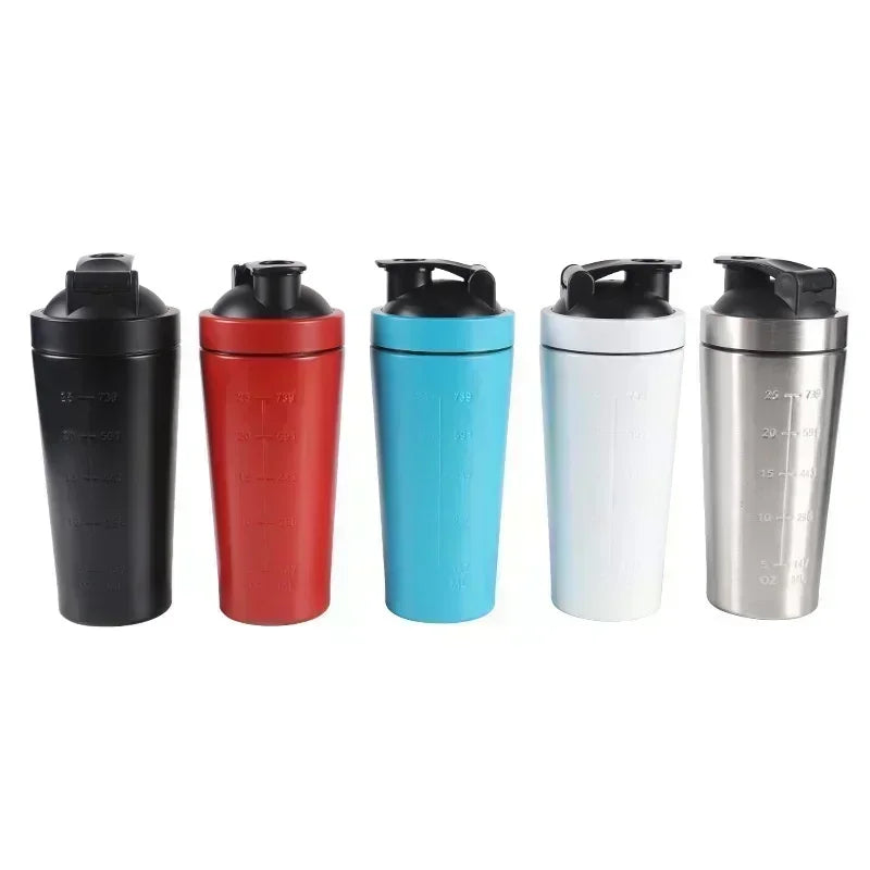 Stainless Steel Sports Protein Shaker Bottle - 500ml & 750ml Leakproof - 6