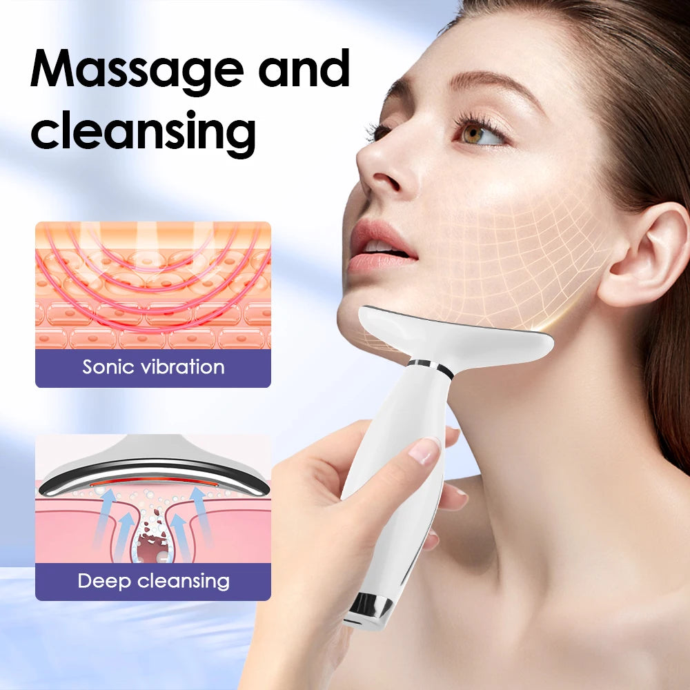 LED Light Therapy Face & Neck Lifting Massager - Anti-Aging Skin Tightening Tool
