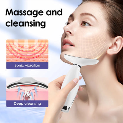 LED Light Therapy Face & Neck Lifting Massager - Anti-Aging Skin Tightening Tool