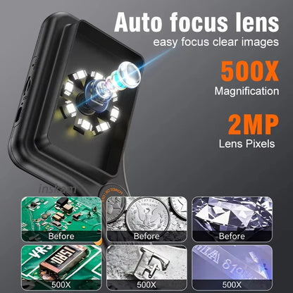 Handheld Digital Microscope 500X Autofocus with 3" IPS Screen