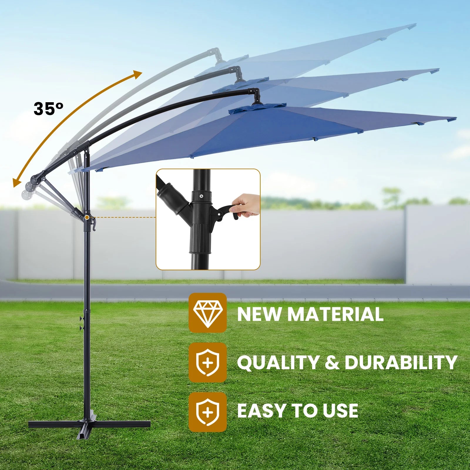 10ft Cantilever Patio Umbrella - Outdoor UV-Resistant Offset Shade - 5