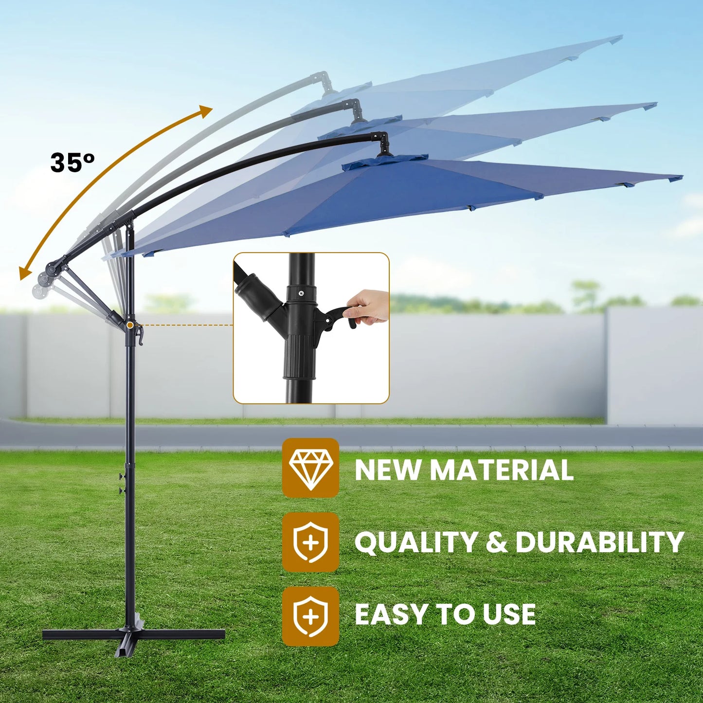 10ft Cantilever Patio Umbrella - Outdoor UV-Resistant Offset Shade