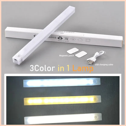 Wireless Motion Sensor LED Under Cabinet Light - USB Rechargeable Dimmable Closet Bar