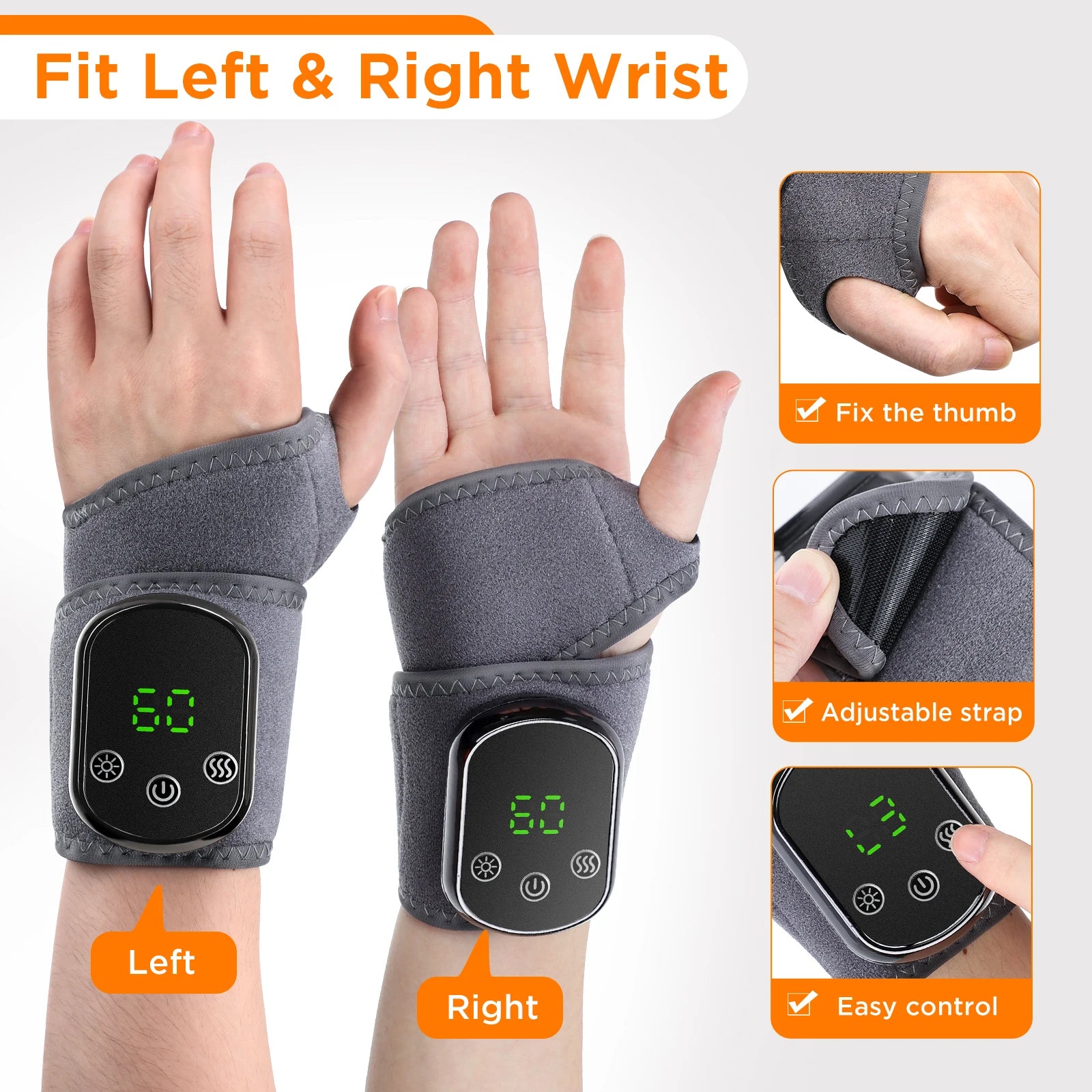 Electric Heated Wrist Massager with Vibration Therapy for Pain Relief - 11