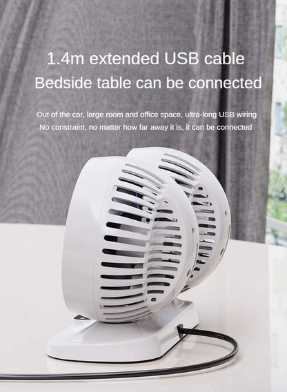 Dual Head USB Car Fan - 3-Speed 360° Adjustable Dashboard Fan