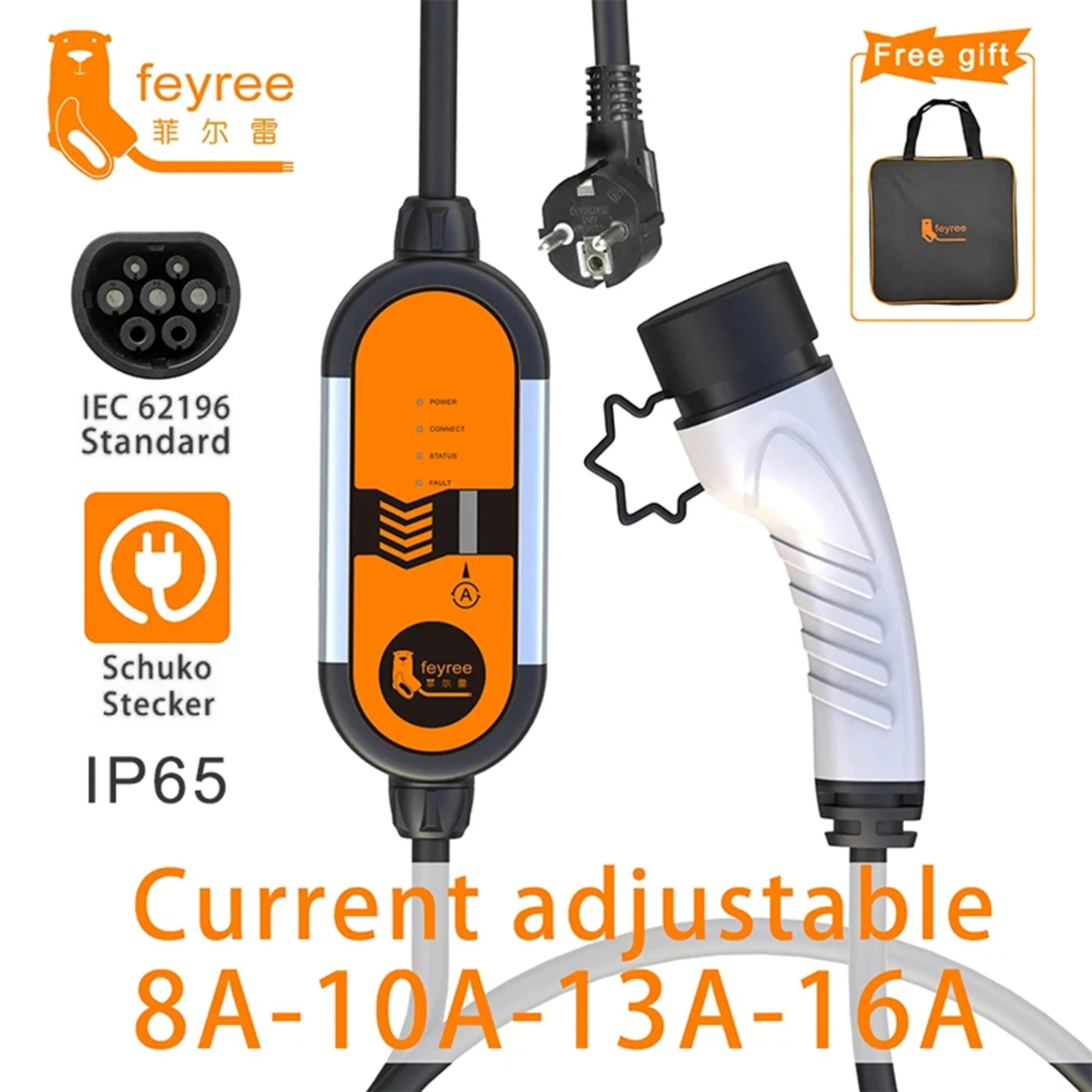 Portable 3.5KW Level 2 EV Charger - Type 2 Adjustable Charging Cable (5m) - 20