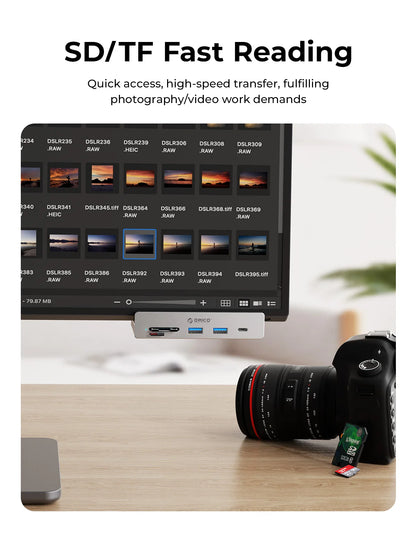 ORICO 6-in-1 USB 3.2 Hub 10Gbps High-Speed Data Transfer & SD/TF Reader