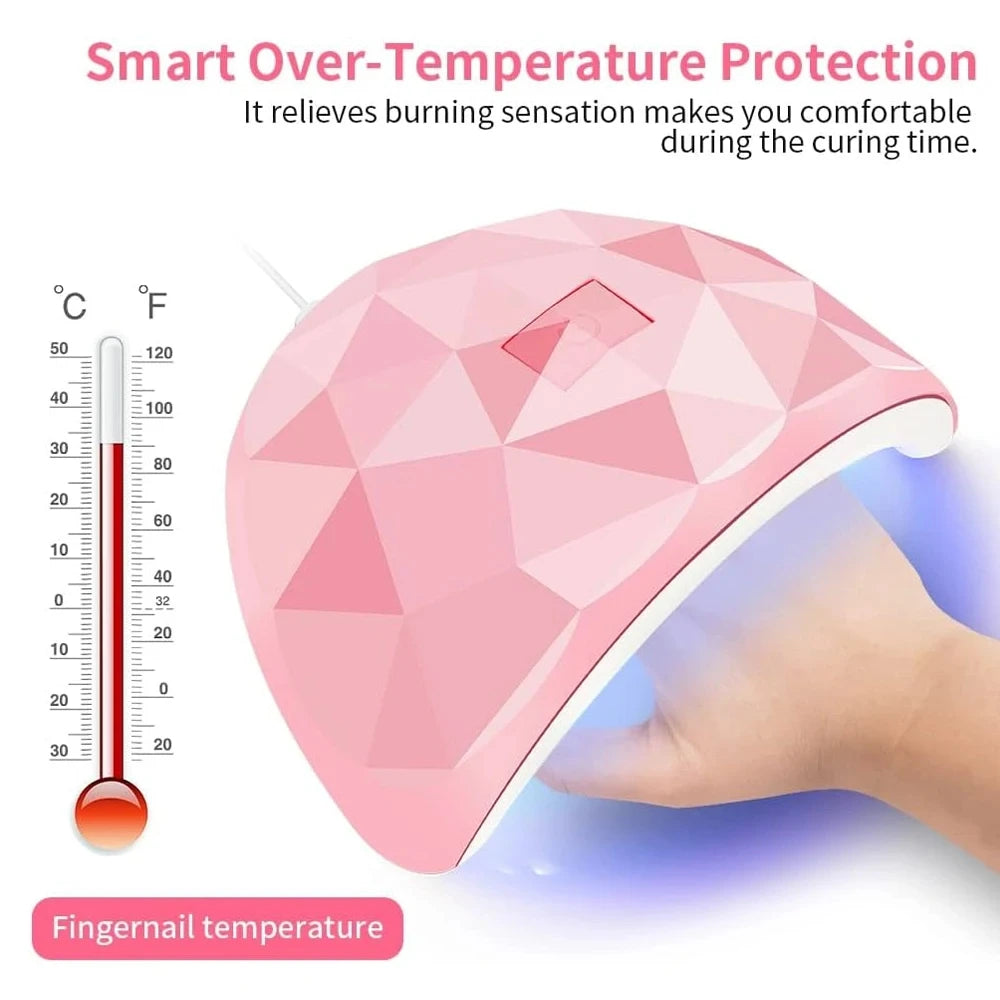 54W UV LED Nail Lamp - Portable Gel Polish Dryer with USB