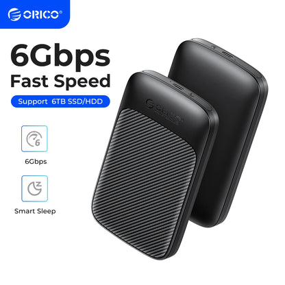 ORICO 2.5" USB 3.1 Type-C HDD/SSD Enclosure - 6Gbps Portable Hard Drive Case